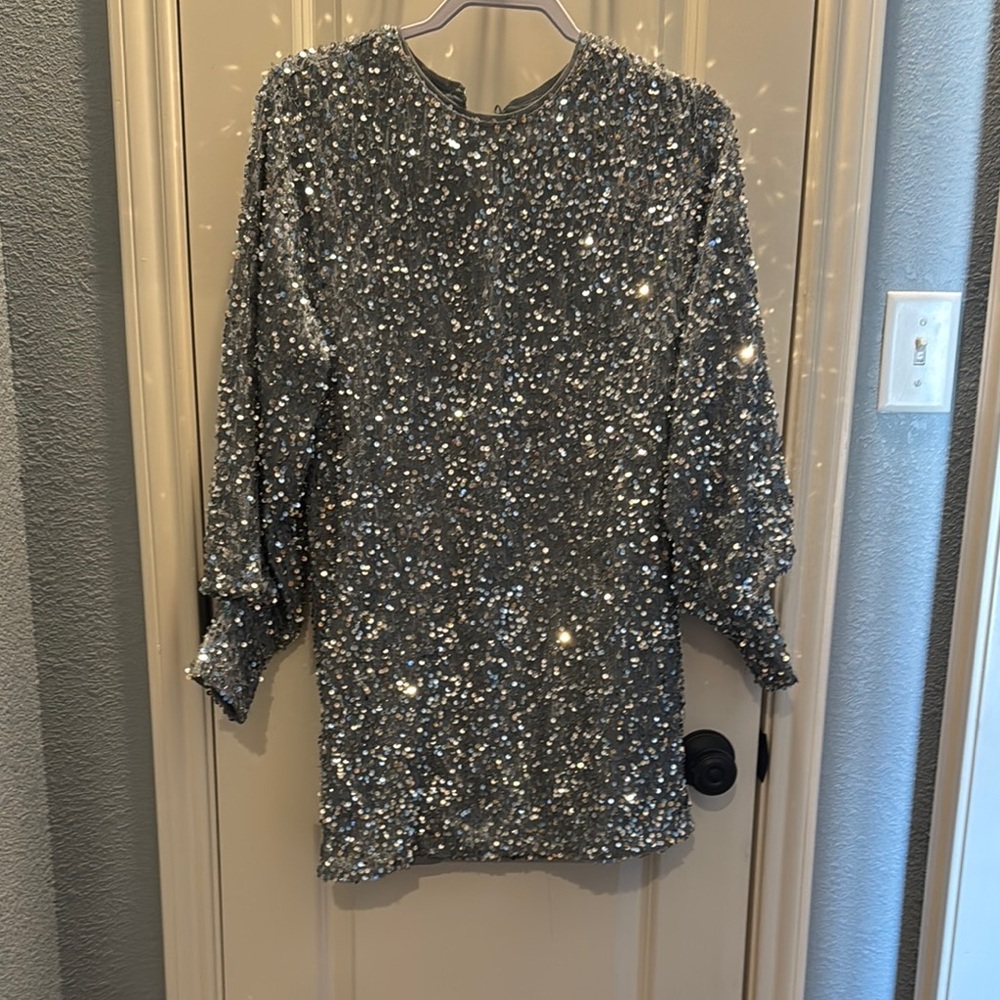 Buddy Love Silver Sequin Mini Dress